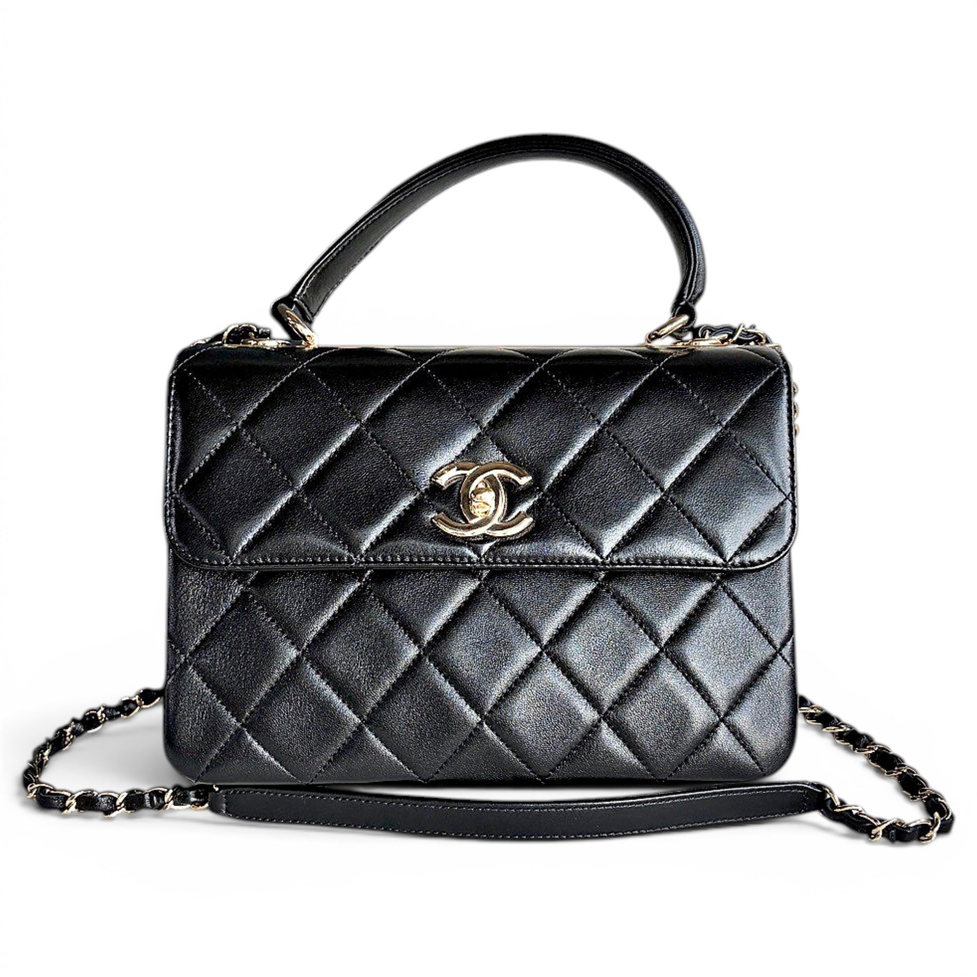 Trendy CC Top Handle leather handbag