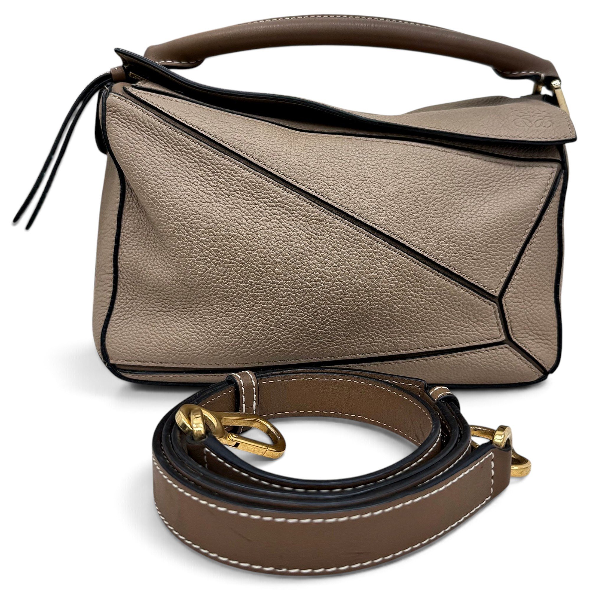 Puzzle leather handbag