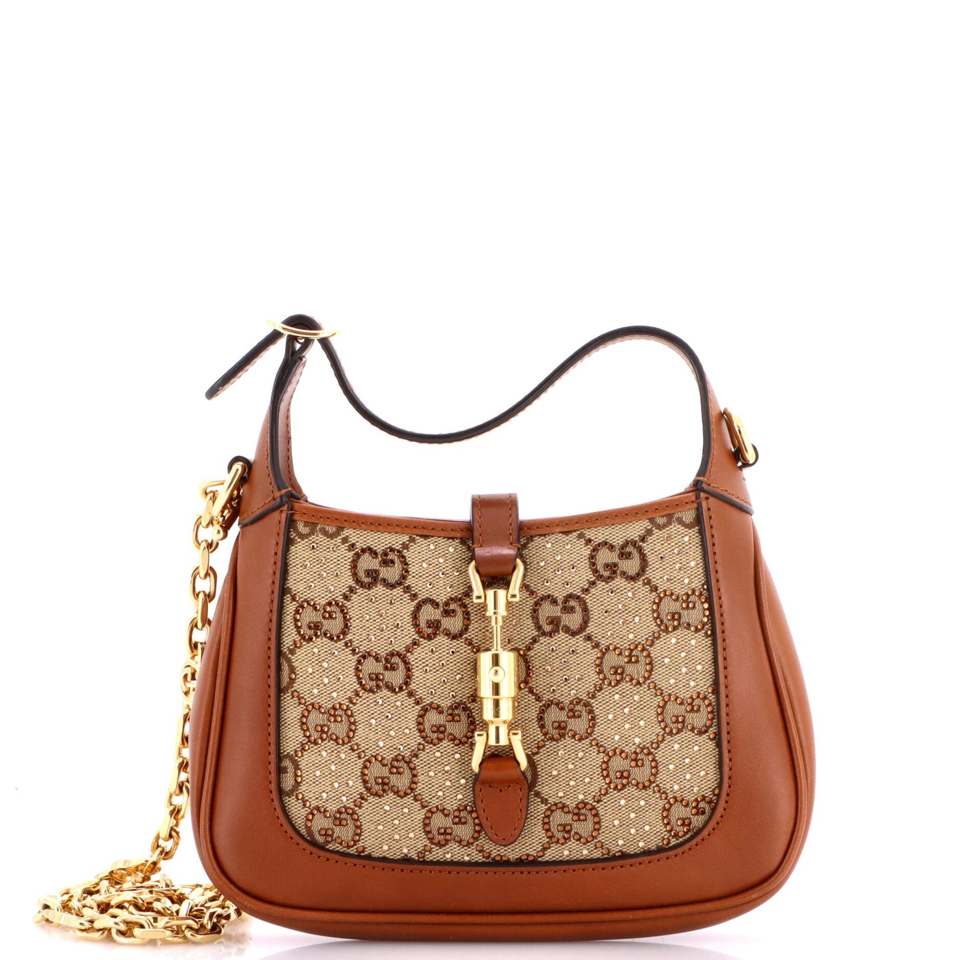 Jackie 1961 Chain Hobo Crystal Embellished GG Canvas Mini