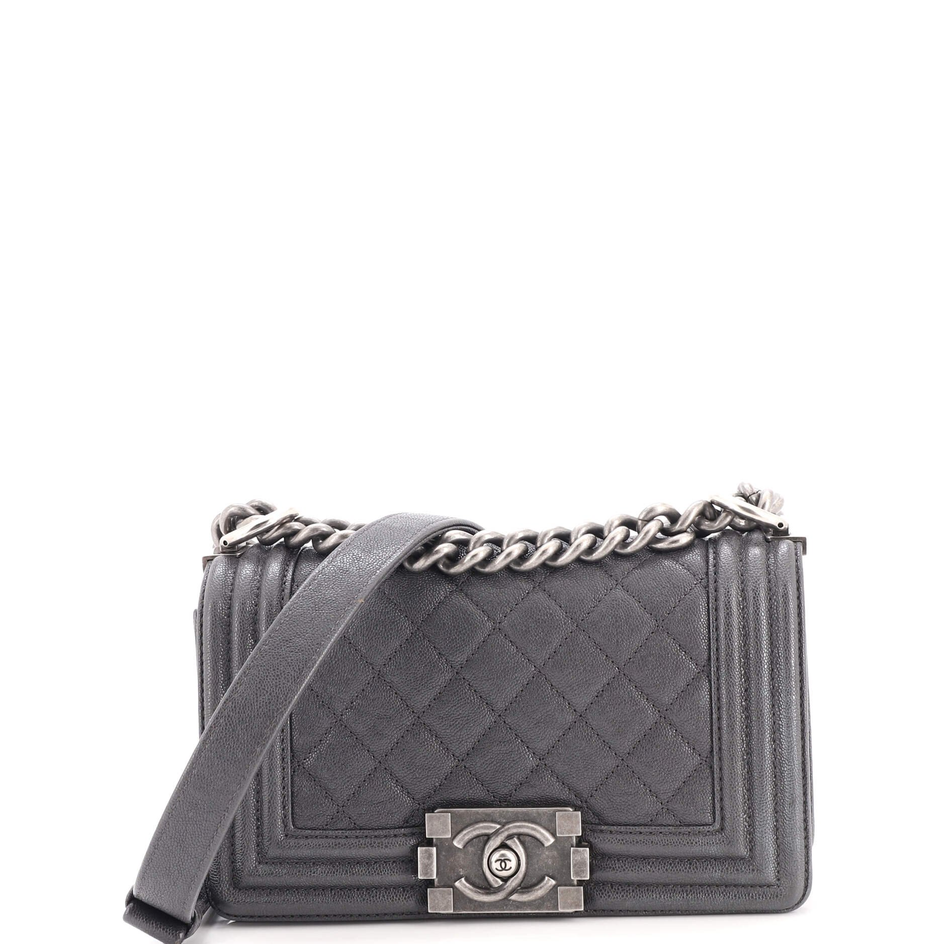 Boy Flap Bag Quilted Caviar Small