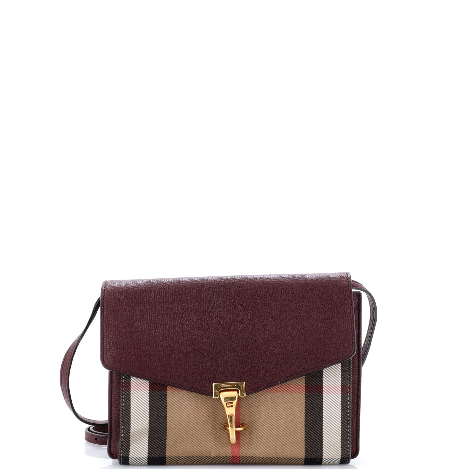 Macken Crossbody Bag Leather and House Check Canvas Small