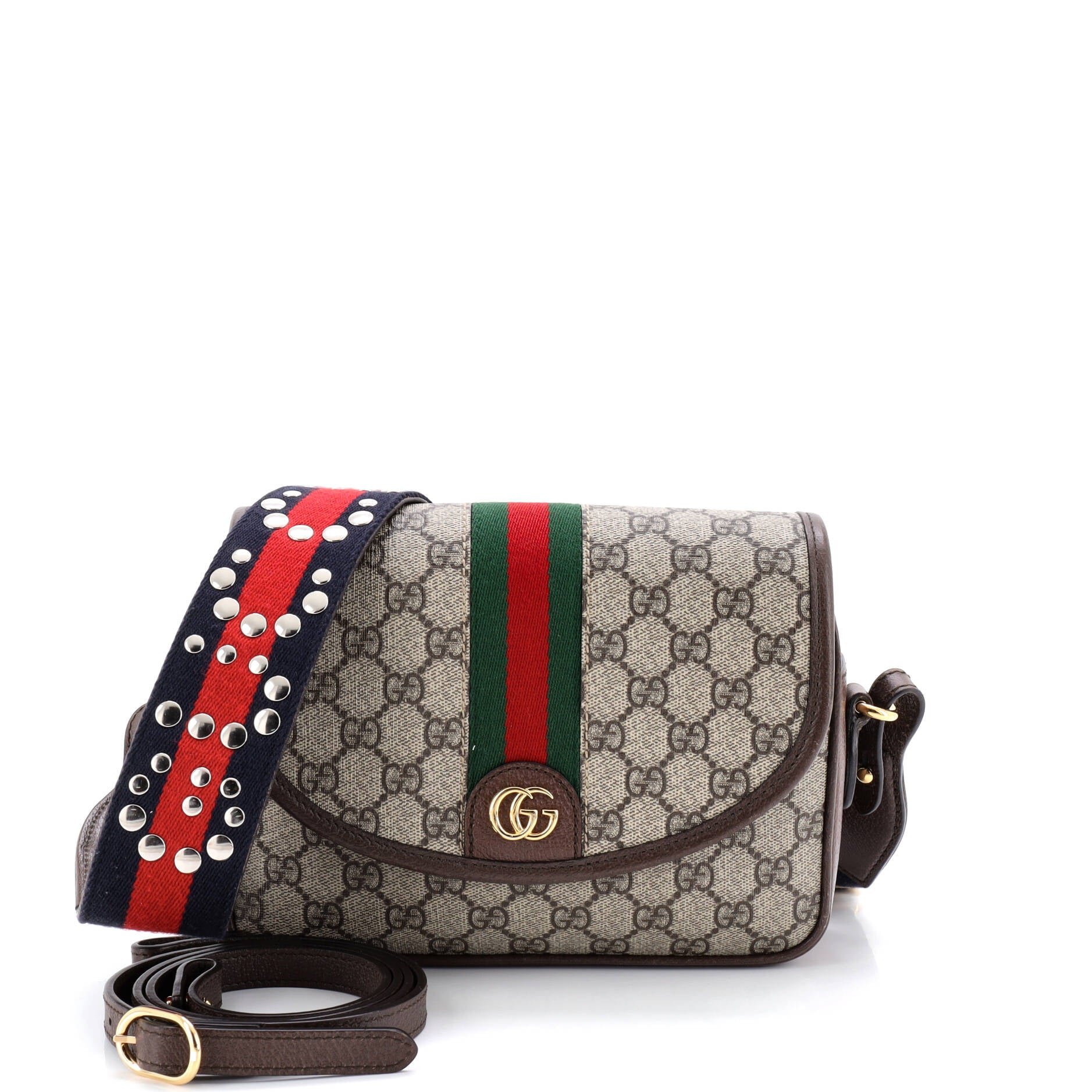 Gucci Ophidia Flap Shoulder Bag GG Coated Canvas with Leather Small