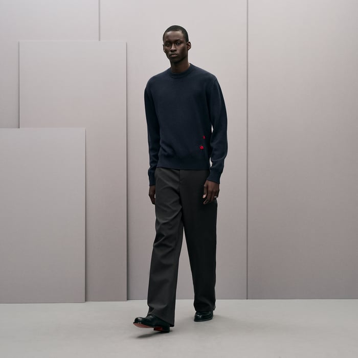 Marine "Broderie Coccinelle" Crewneck Cashmere Sweater