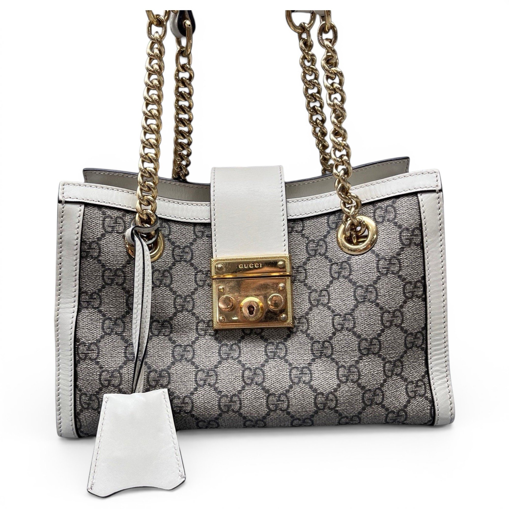 Padlock leather handbag