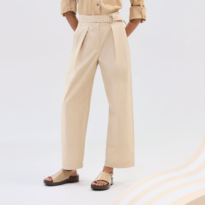 Beige Pyrite High-waisted Chino Pants