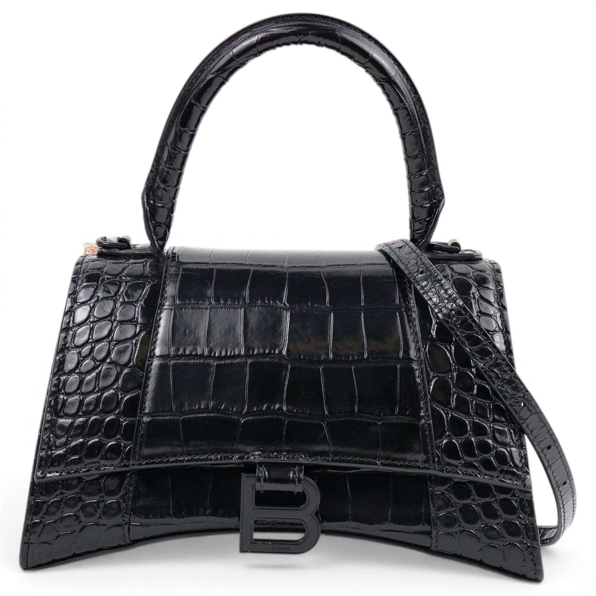 Hourglass leather handbag