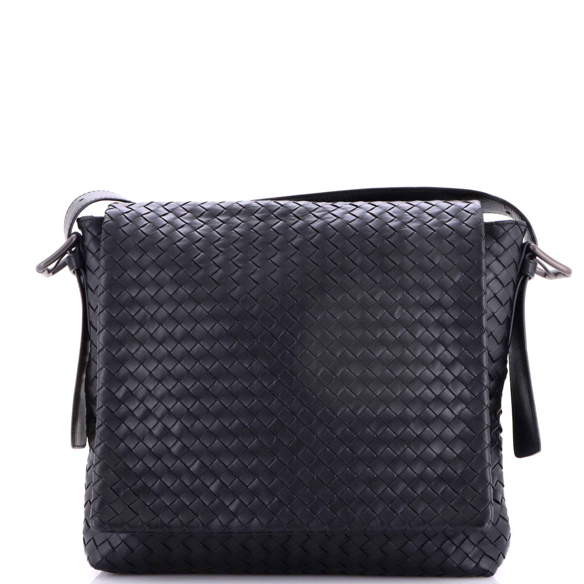 Square Flap Messenger Bag Intrecciato Nappa Medium