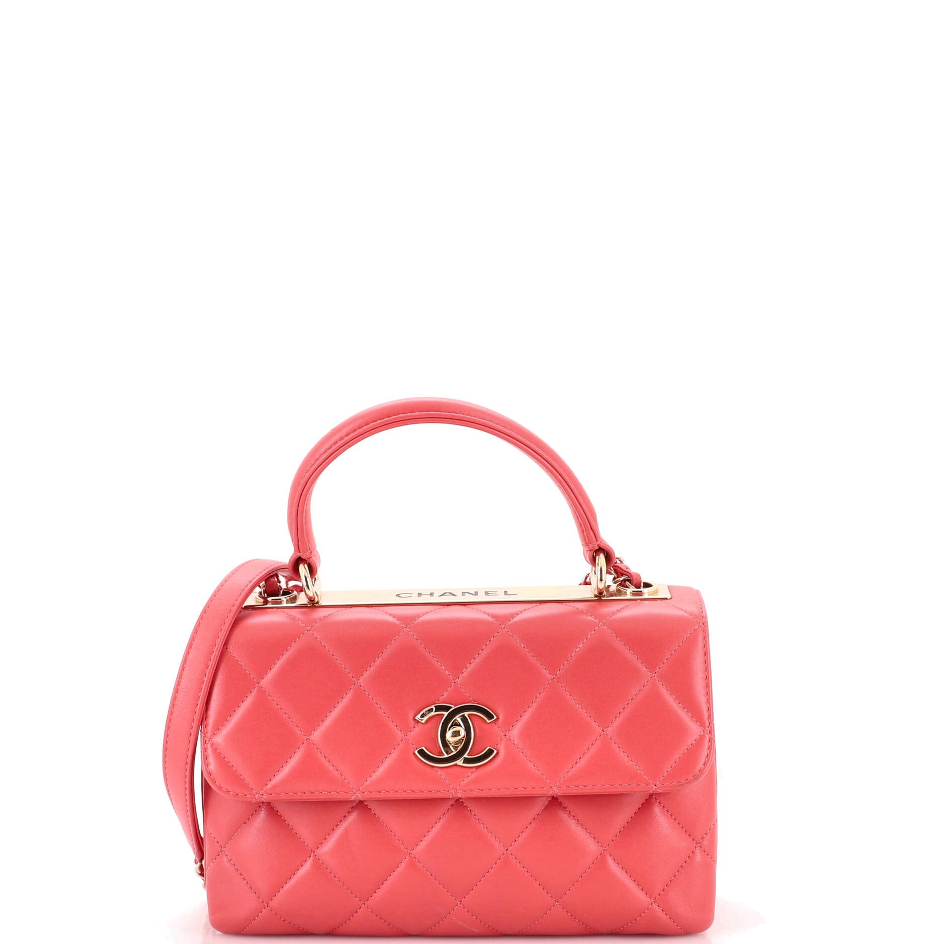 Trendy CC Top Handle Bag Quilted Lambskin Small