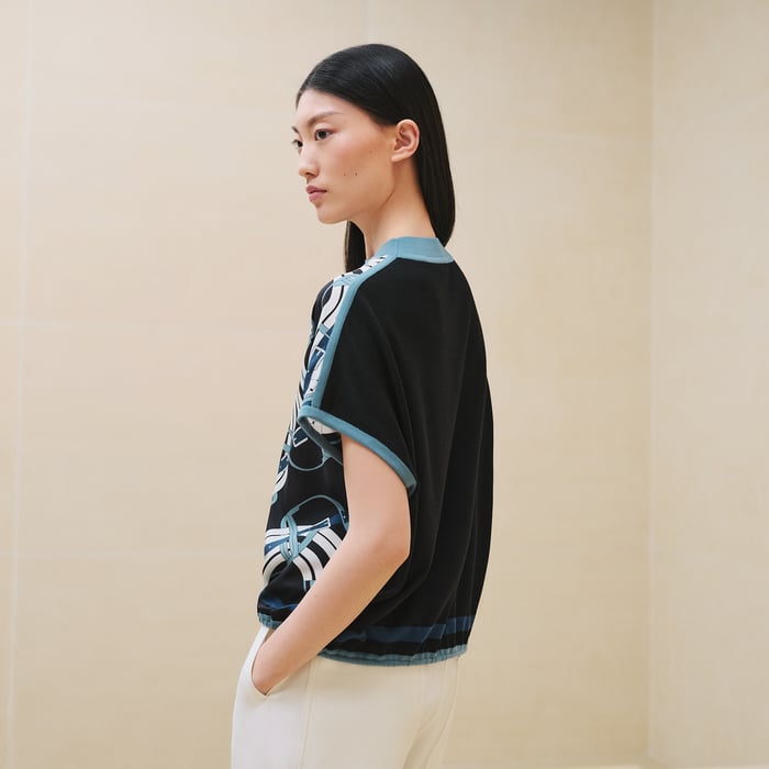 Noir "Mors a Jouets Detoure" Short-sleeve Twillaine Sweater