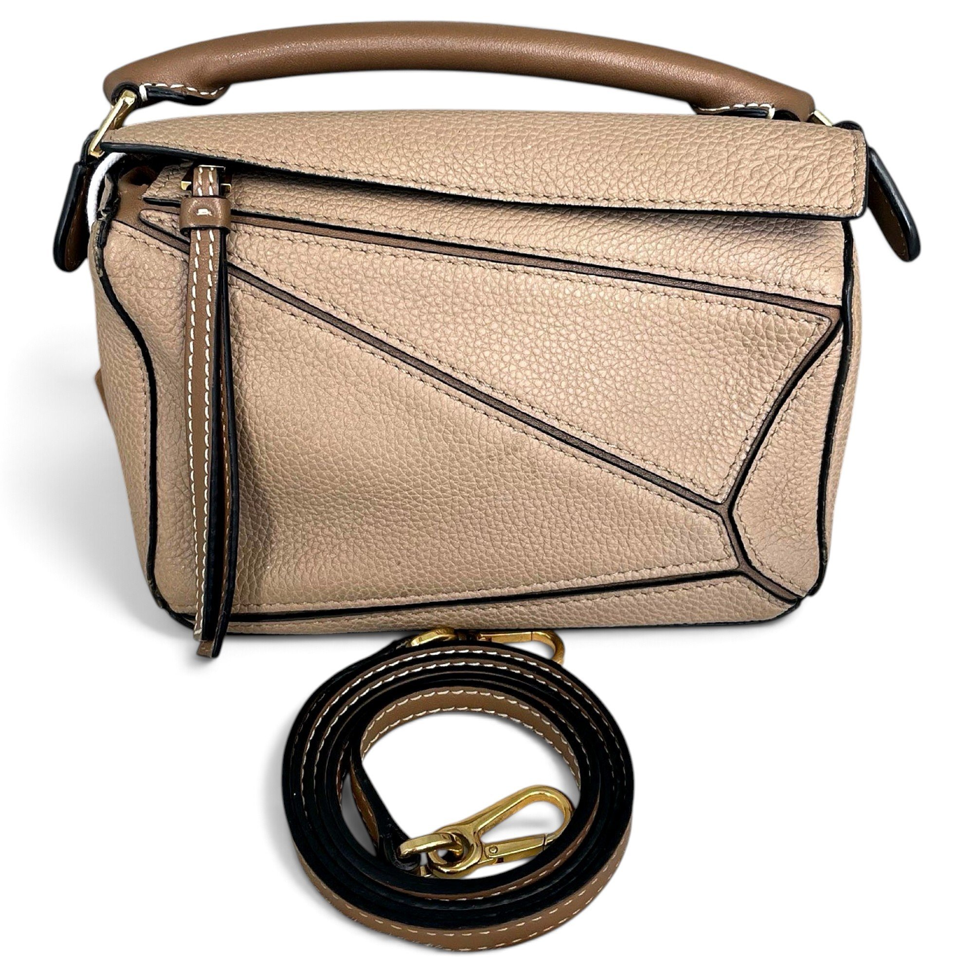 Puzzle leather handbag