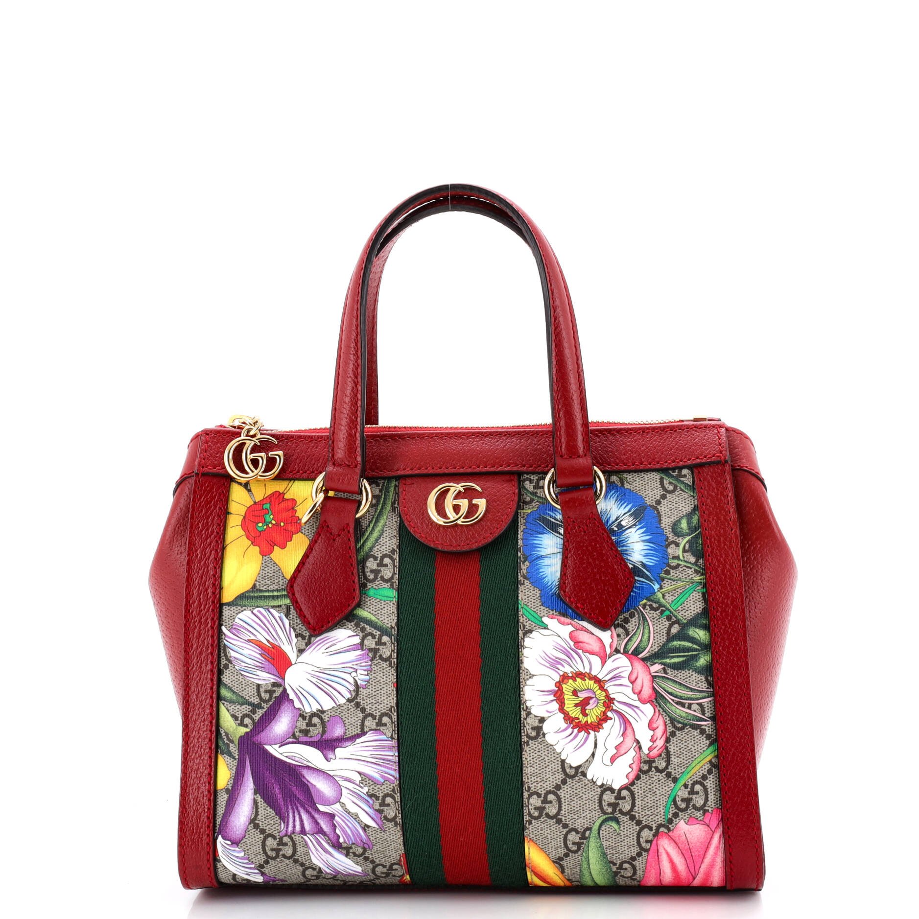 Gucci Ophidia Top Handle Tote Flora GG Coated Canvas Small