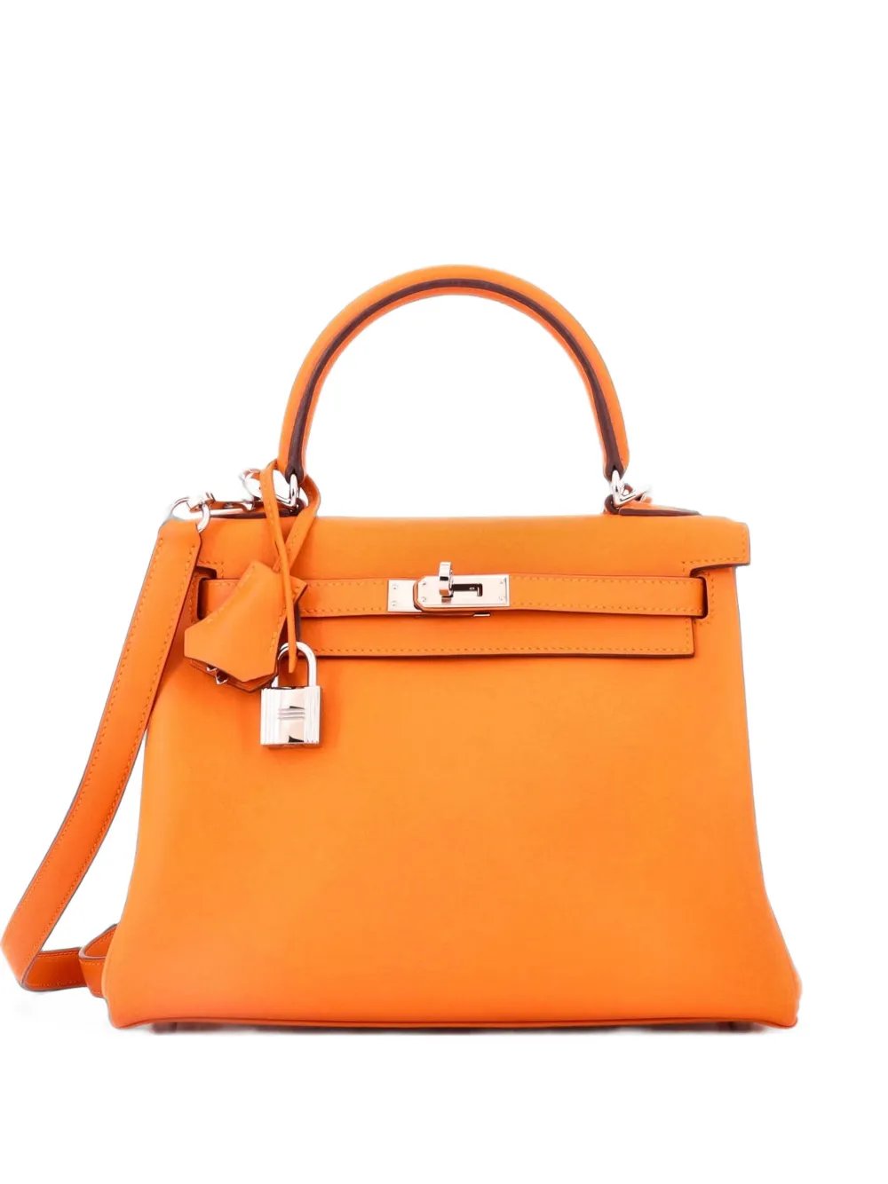 Kelly Handbag Abricot Swift with Palladium Hardware 25 satchel