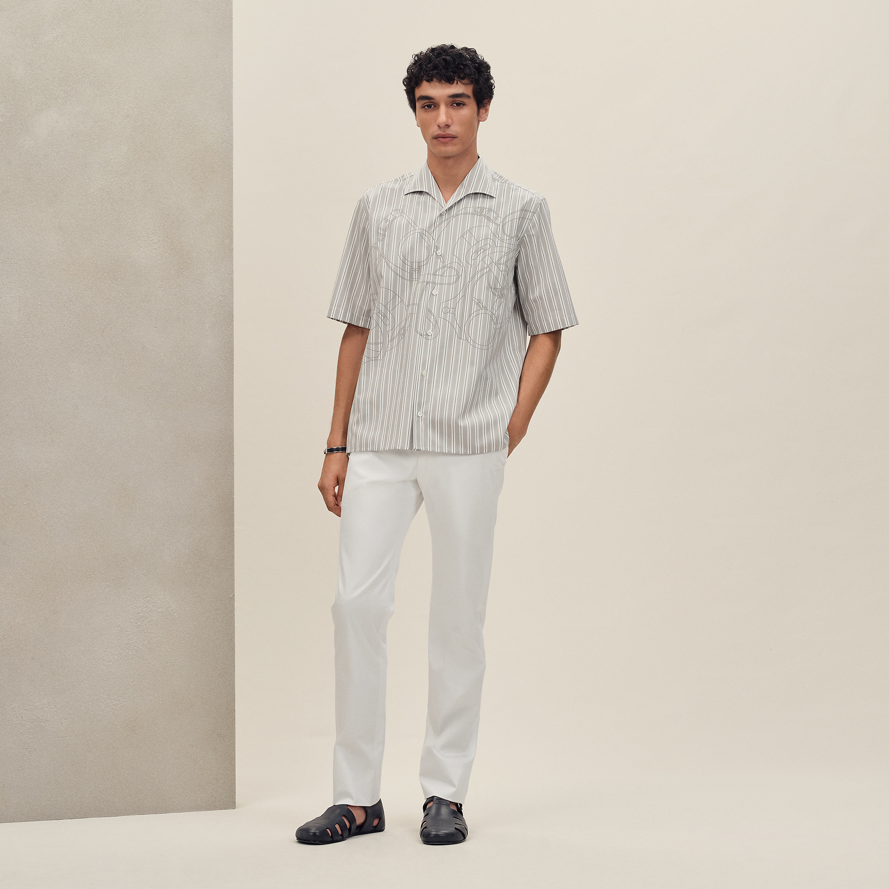 "Eperon d'Or 3D Ray" short-sleeve straight cut shirt