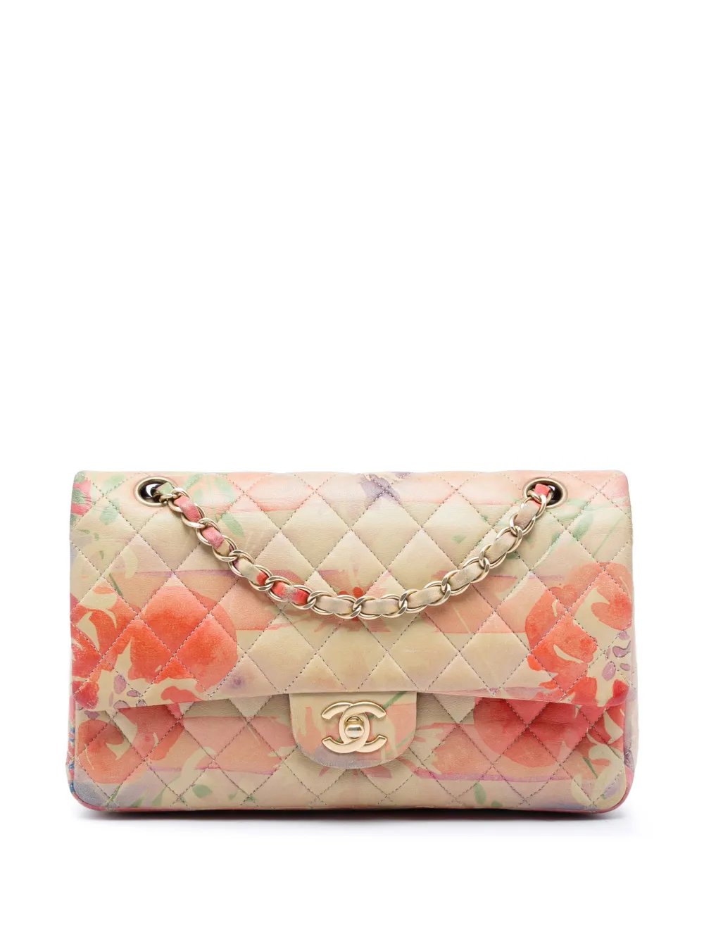 2009-2010 Medium Classic Lambskin Tropical Flower Print Double Flap shoulder bag