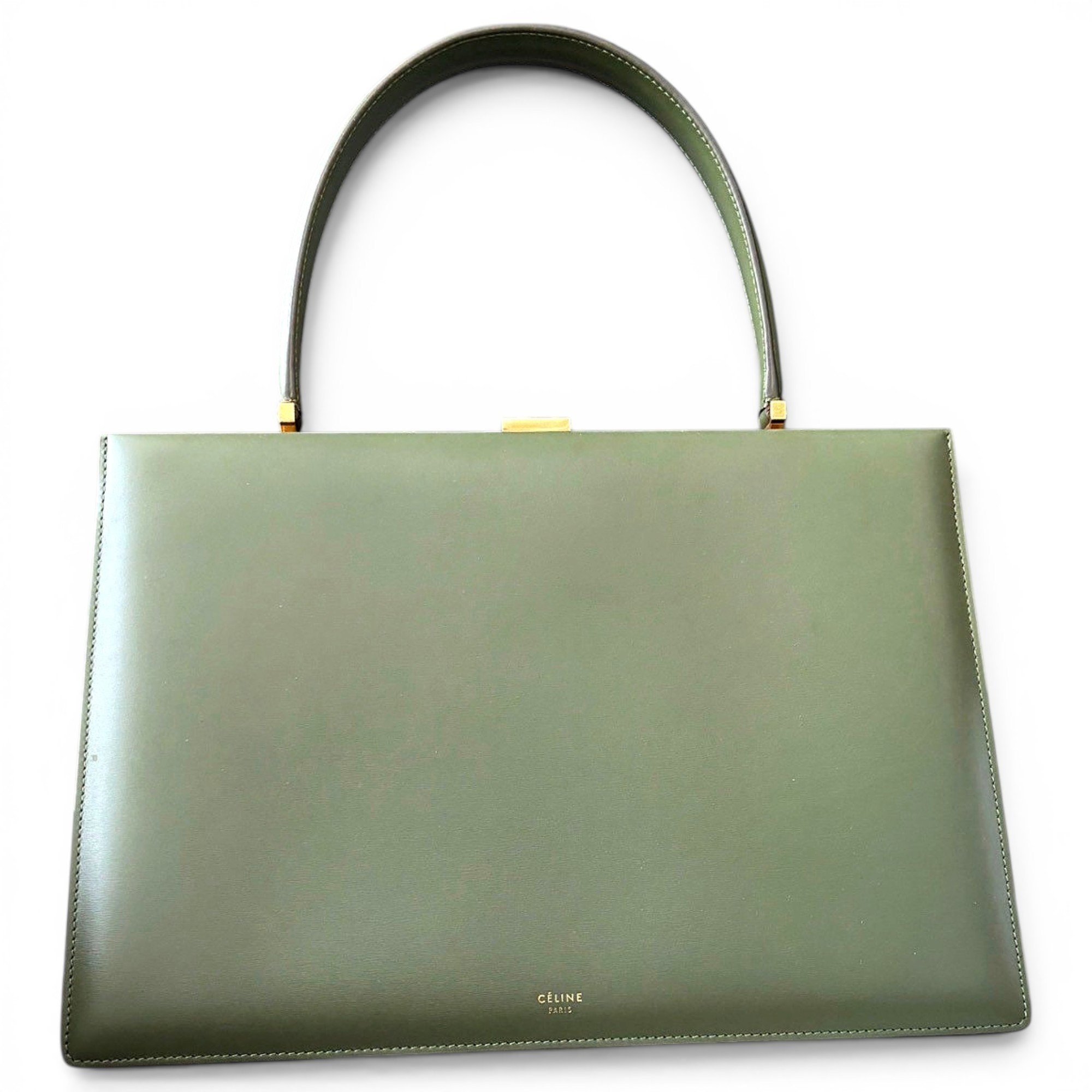 Clasp leather handbag
