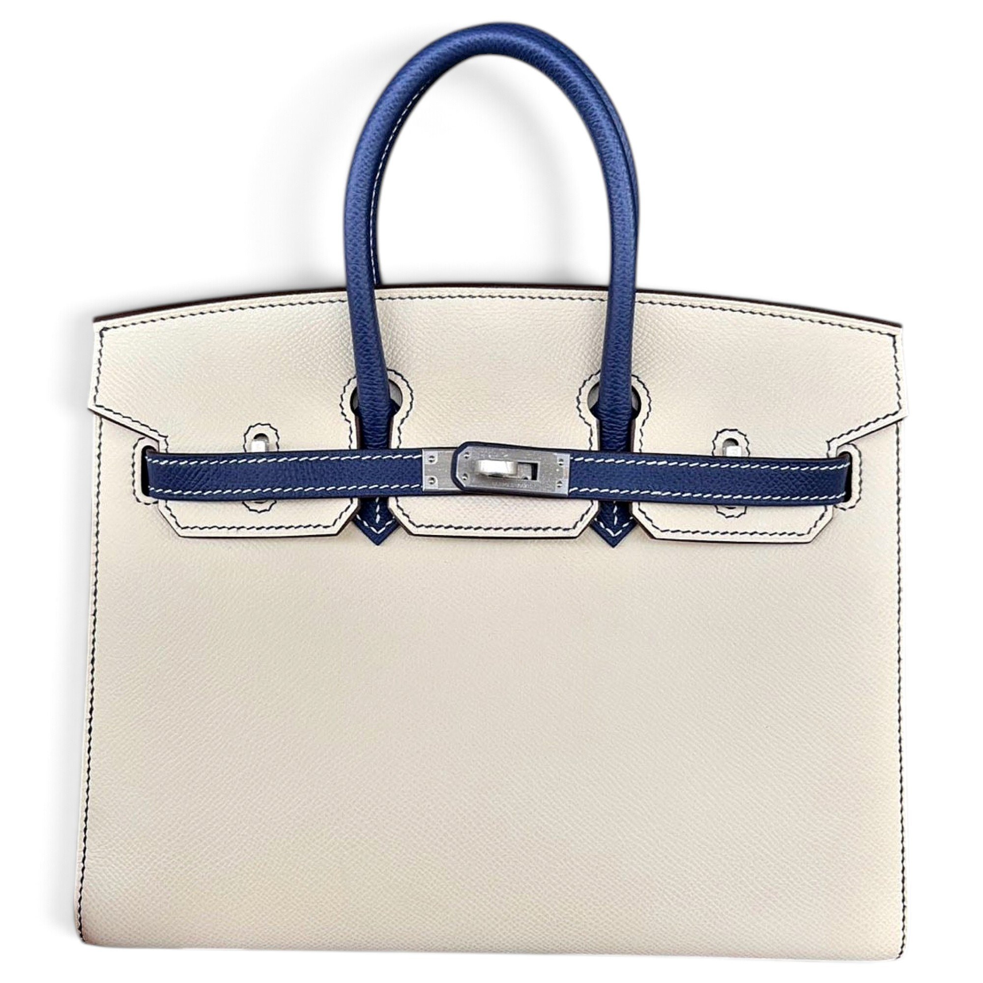 Hermes Birkin 25 Handbag Craie Epsom Leather