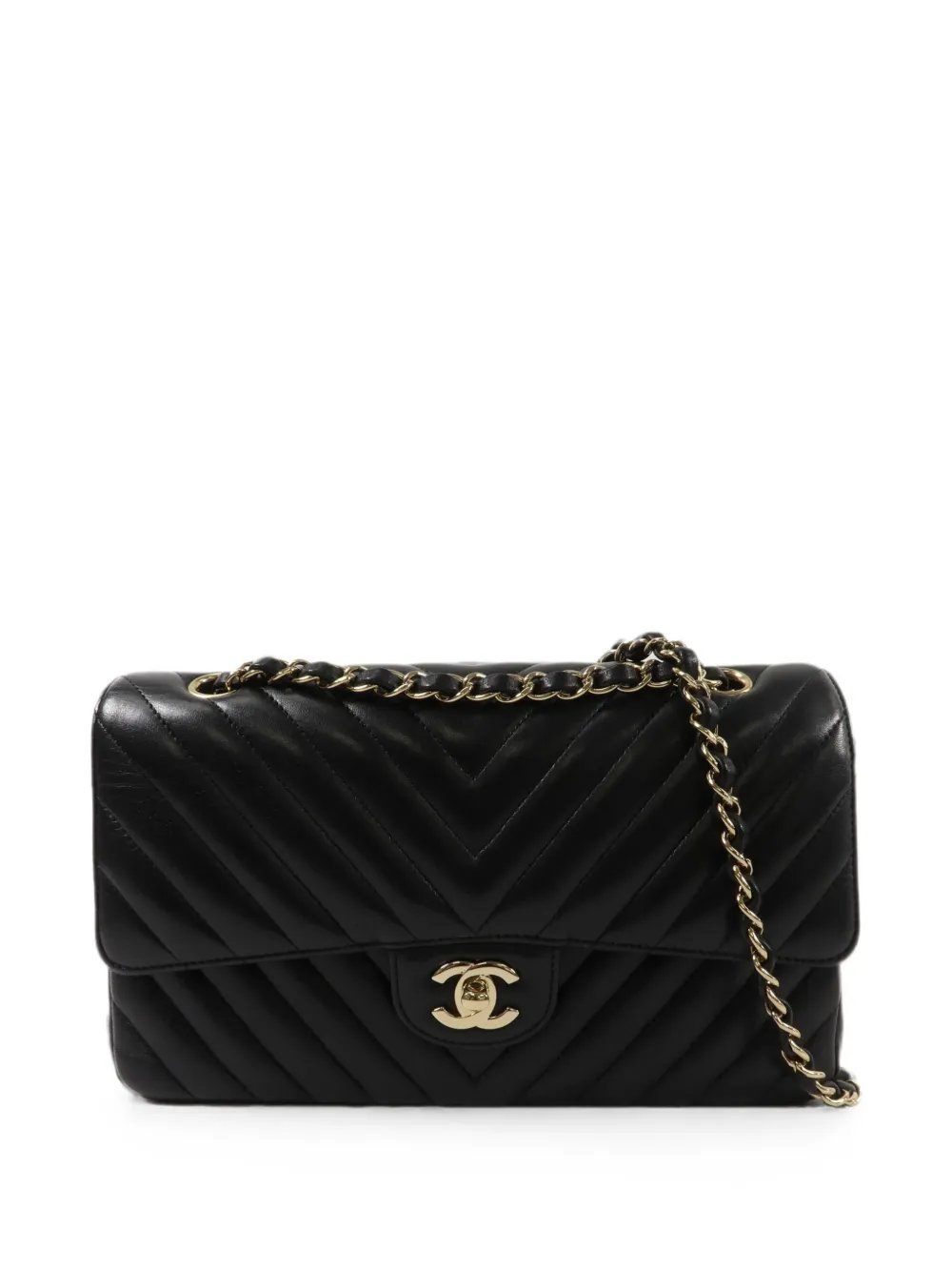 25 Classic Flap chevron-quilted CC turn-lock shoulder bag