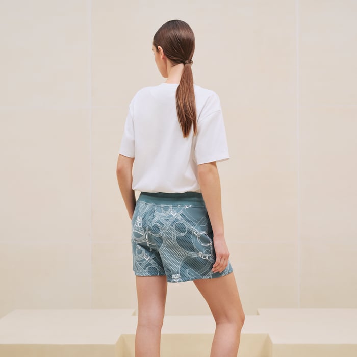 Bleu Arctique "Eperon d'Or Bandana" Shorts