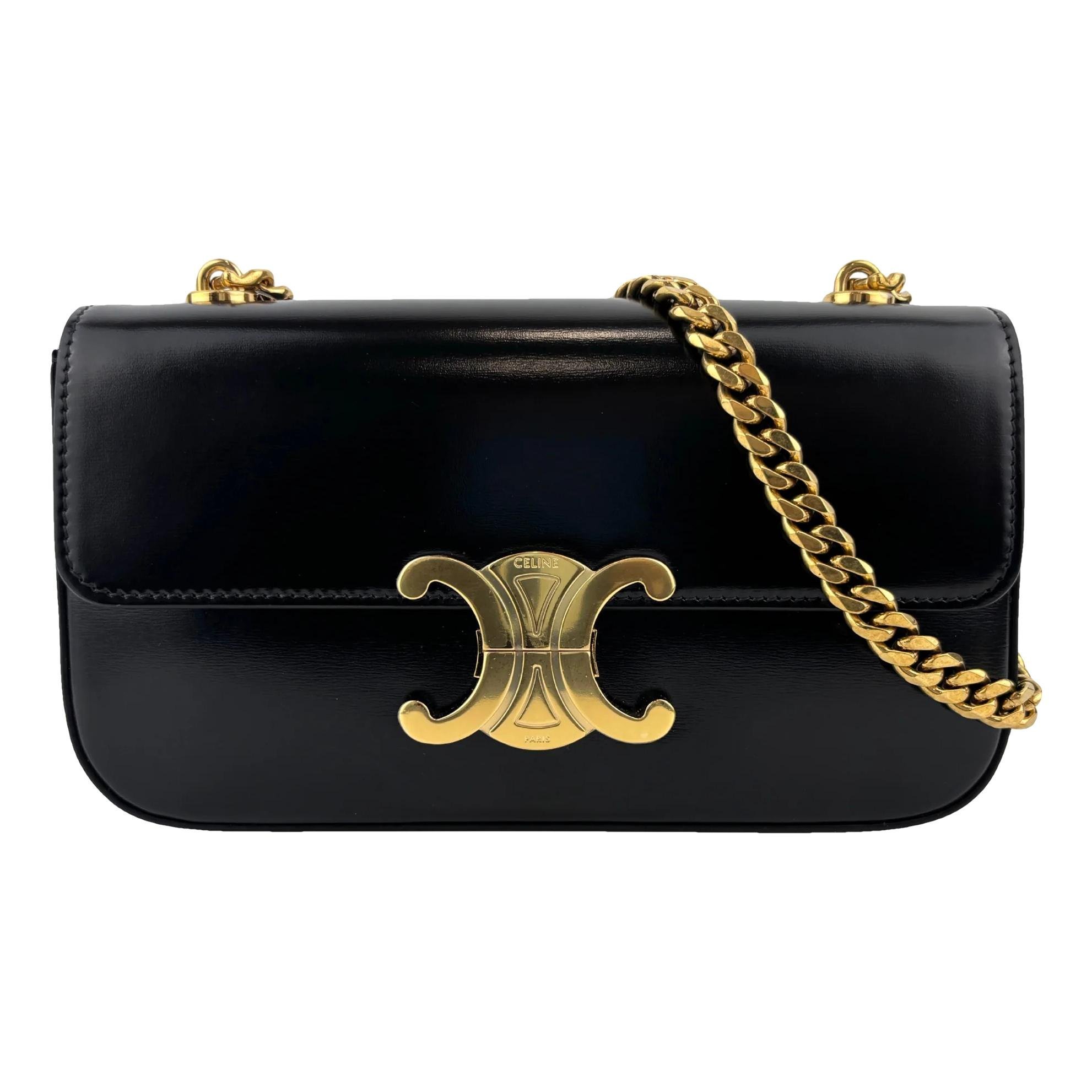 Triomphe chain leather handbag