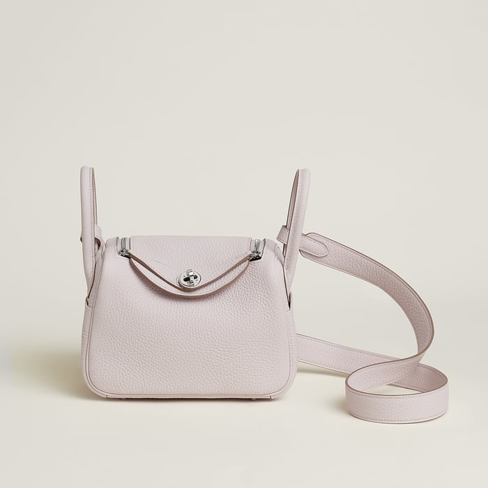 Hermes Mini Lindy II in Mauve Pale Clemence leather
