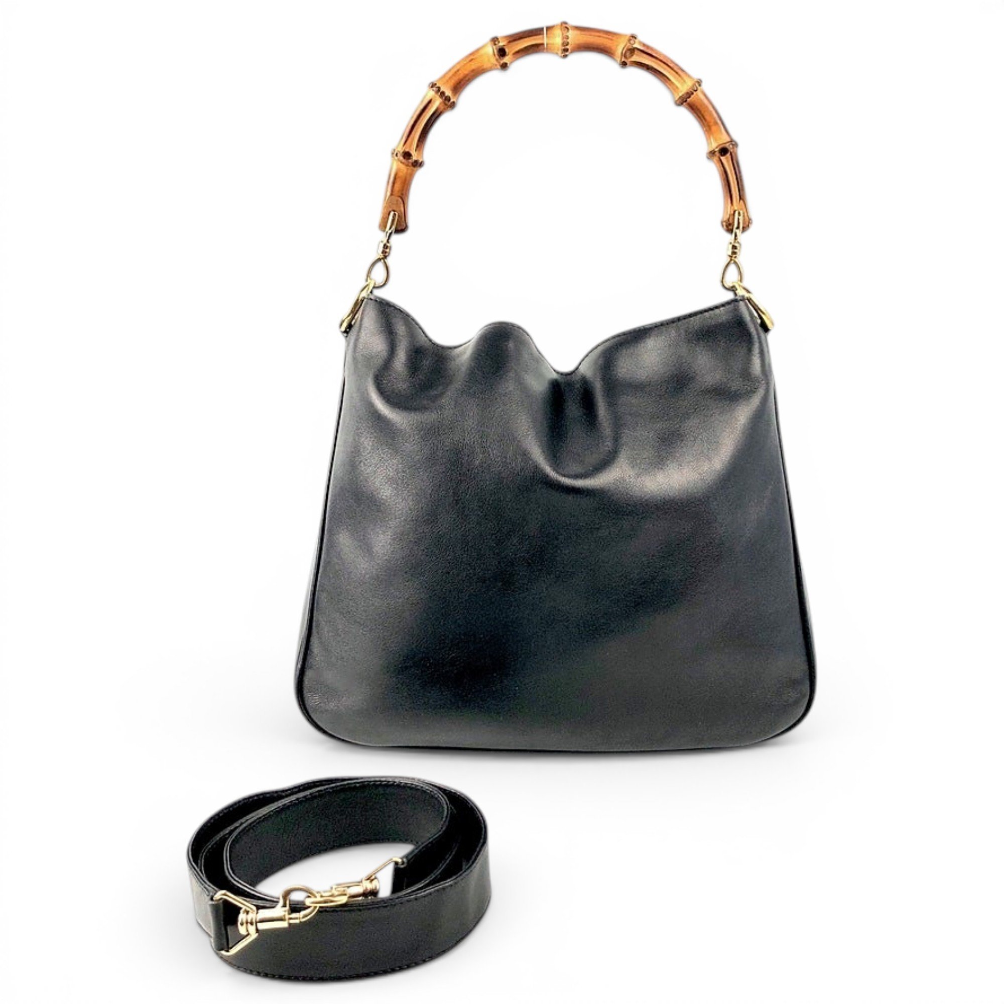 Bamboo Top Handle leather handbag
