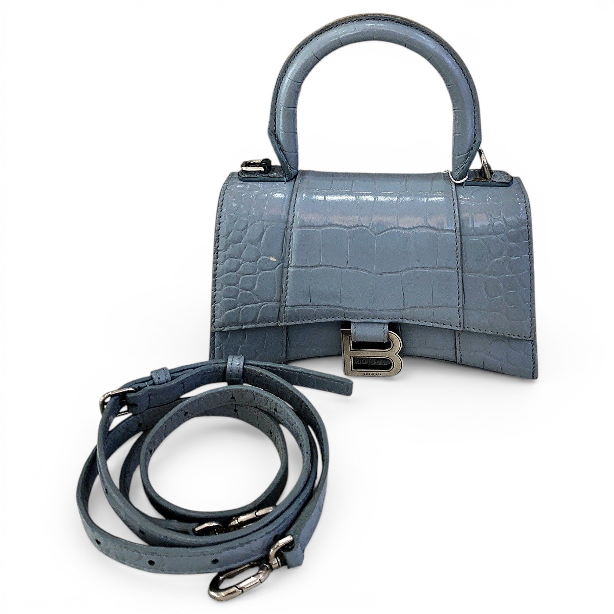 Hourglass leather handbag