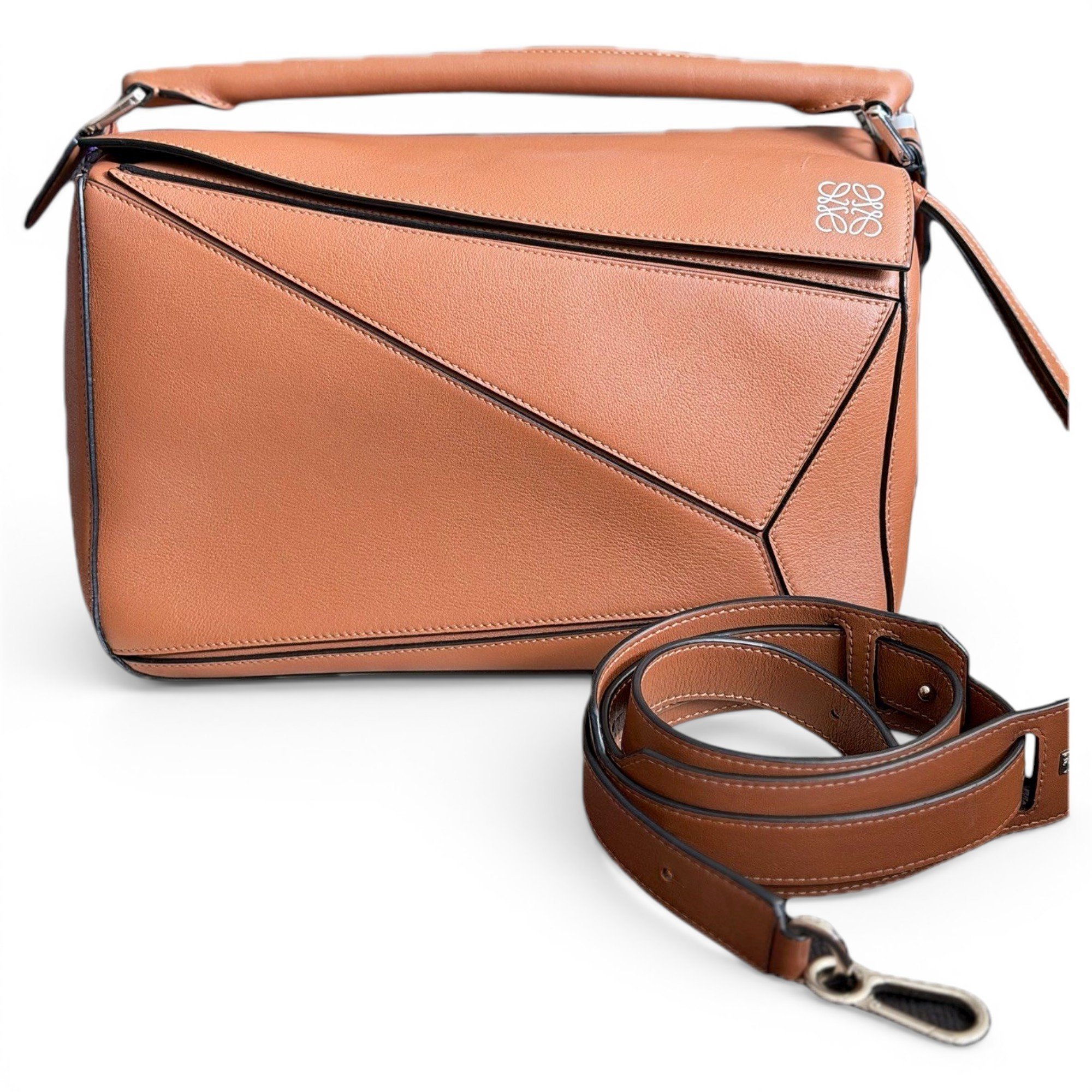 Puzzle leather handbag