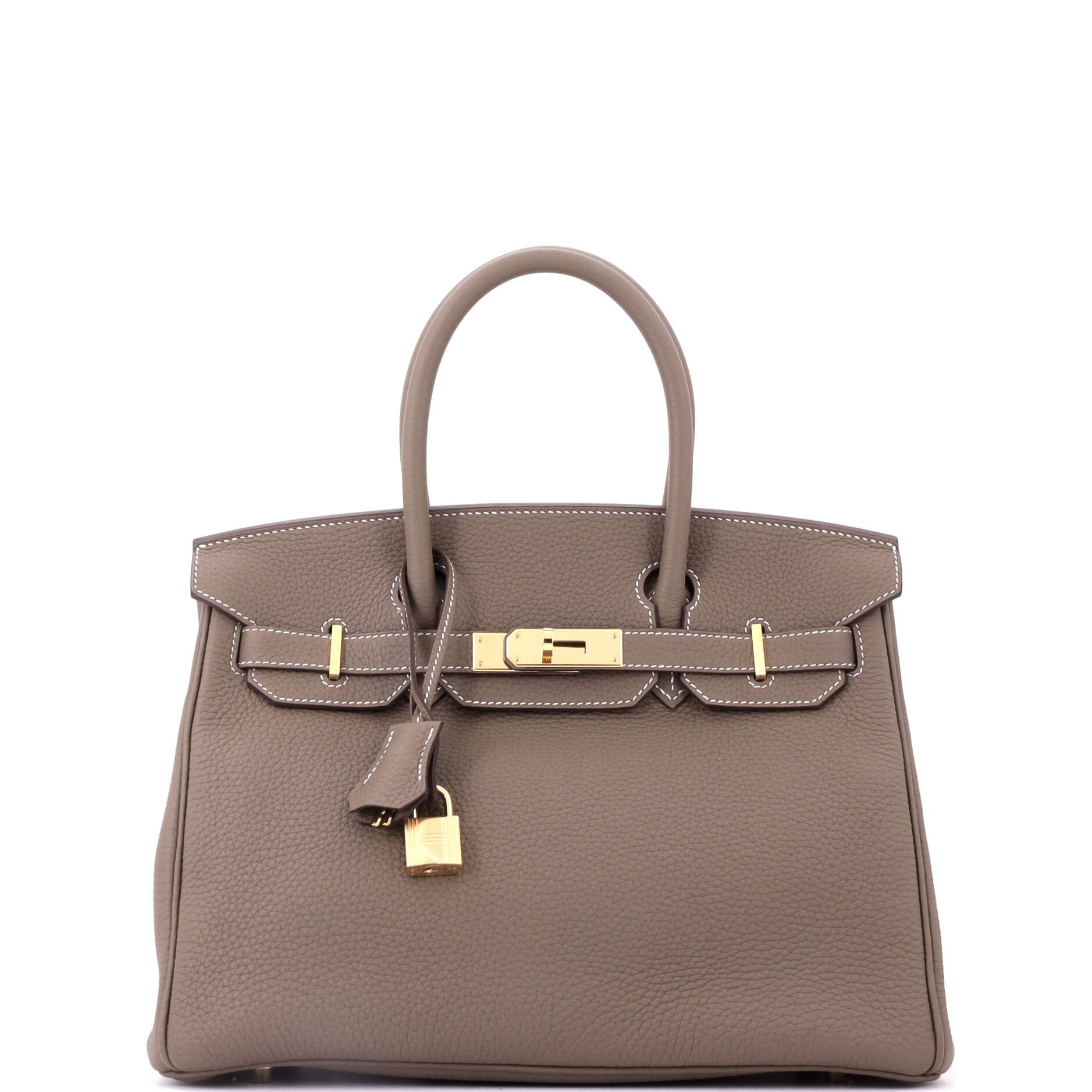 Hermes Birkin Handbag Grey Togo with Gold Hardware 30