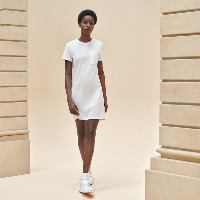 Blanc Embroidered Pocket Dress