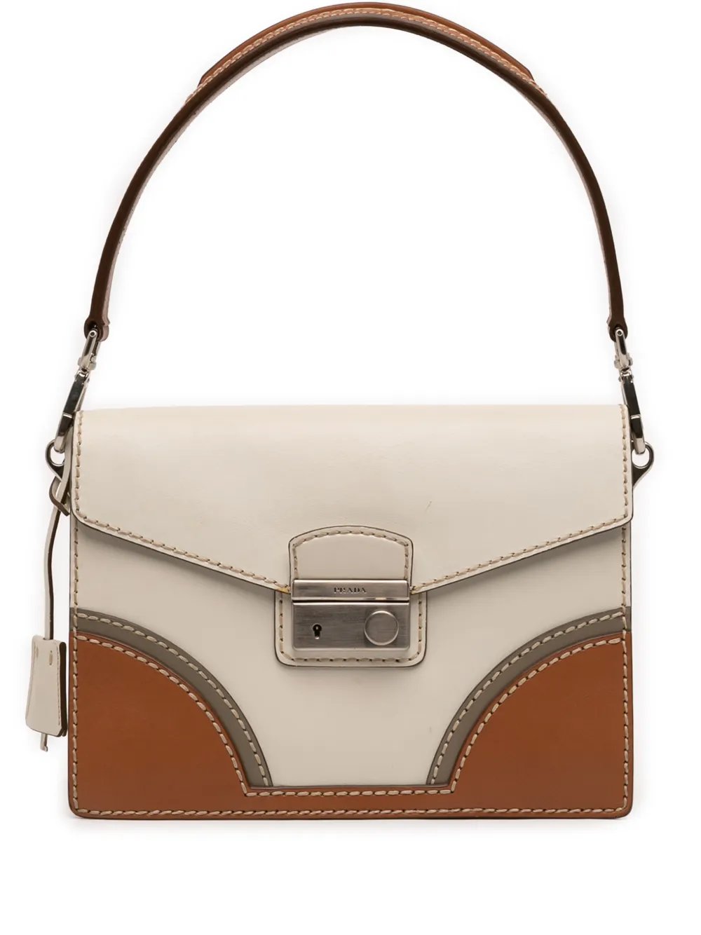 Prada 2010-2026 Tricolor Vitello Stitched Sound Lock satchel
