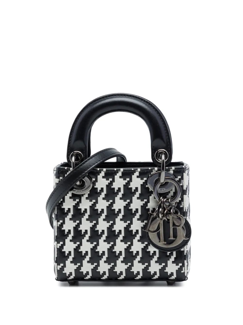 Dior 2022 Micro Calfskin Houndstooth Embossed Macro Lady Dior satchel