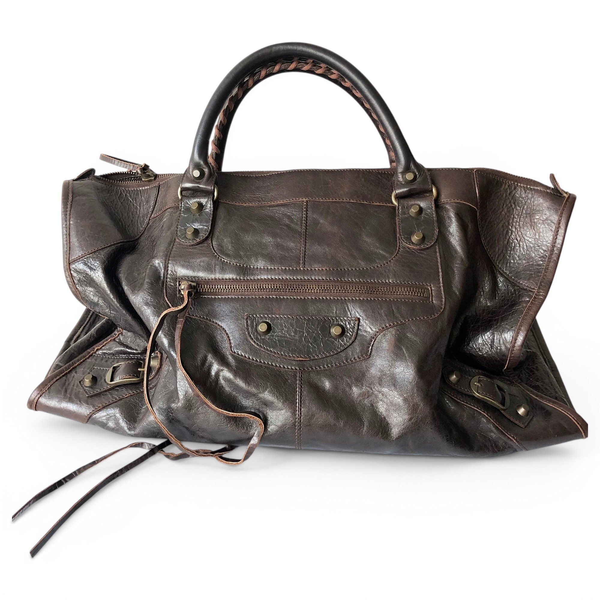 Work leather handbag