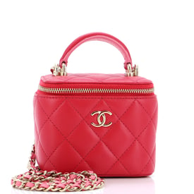 Chanel Classic Top Handle Vanity Case with Chain Quilted Lambskin Mini