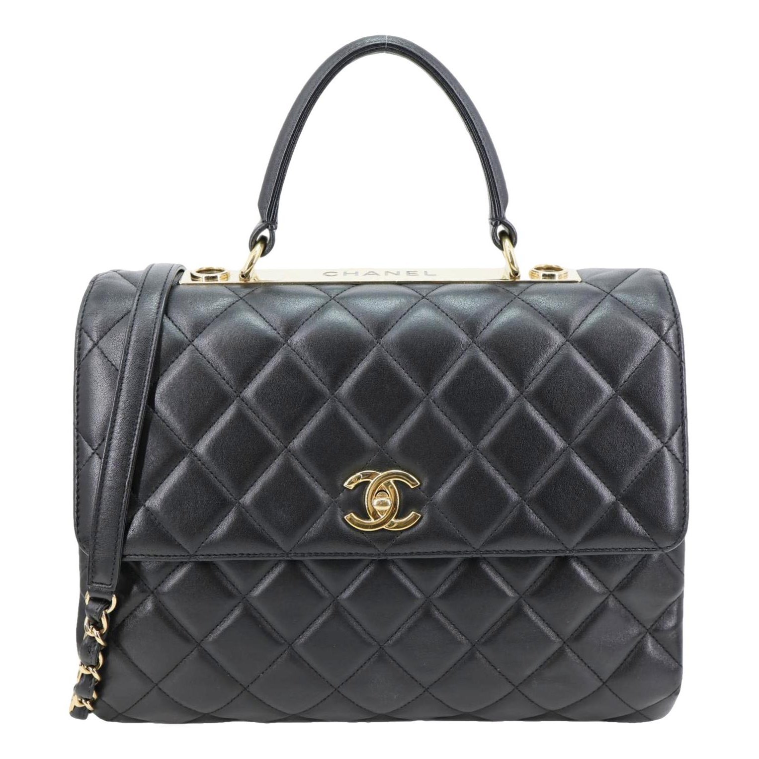 Trendy CC Top Handle leather handbag