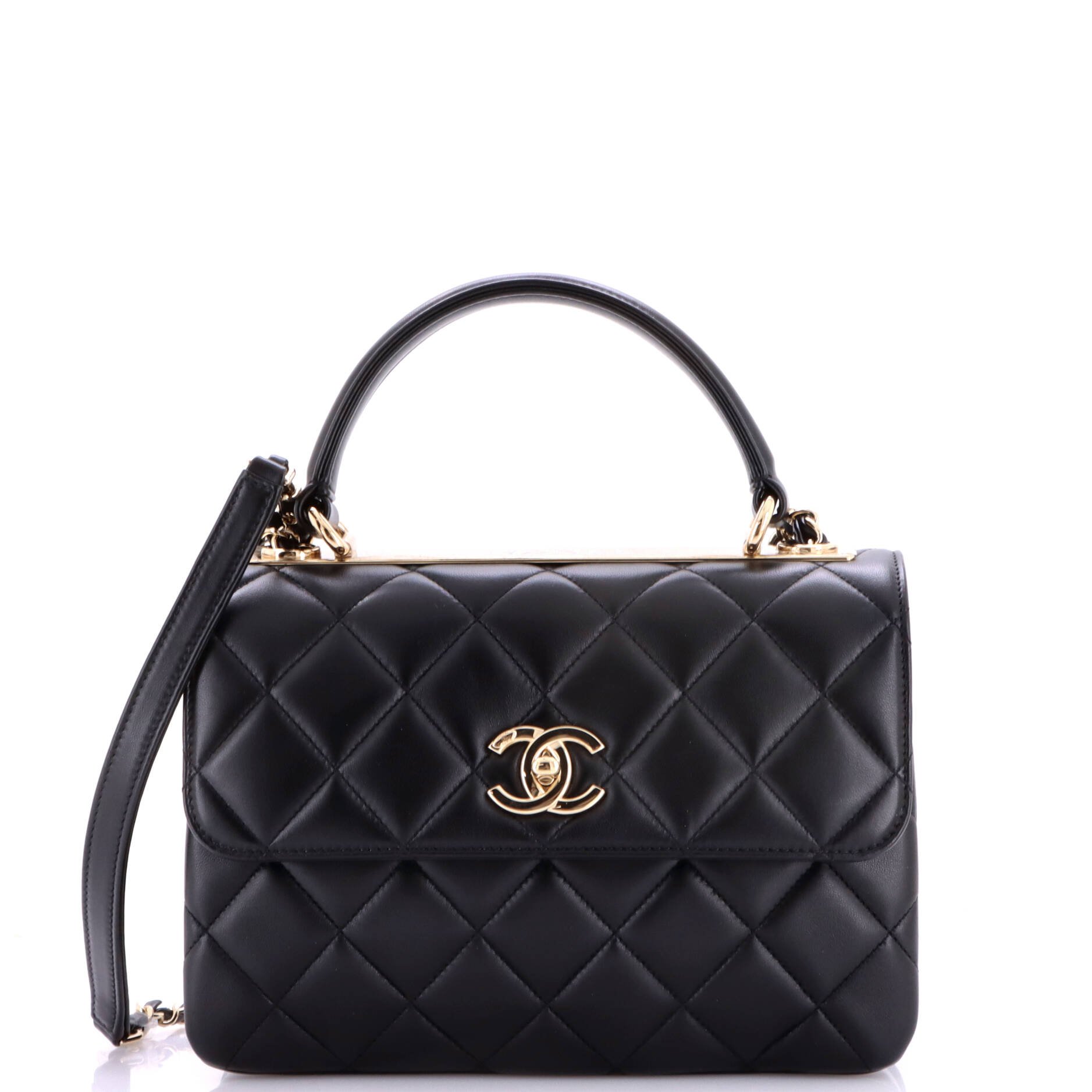 Trendy CC Top Handle Bag Quilted Lambskin Small