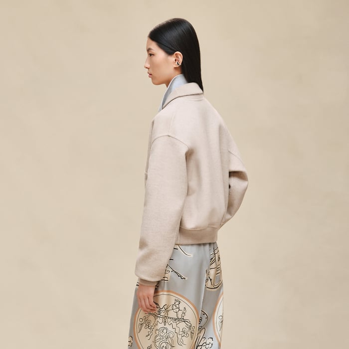 Beige Naturel Mixed Knit Jacket