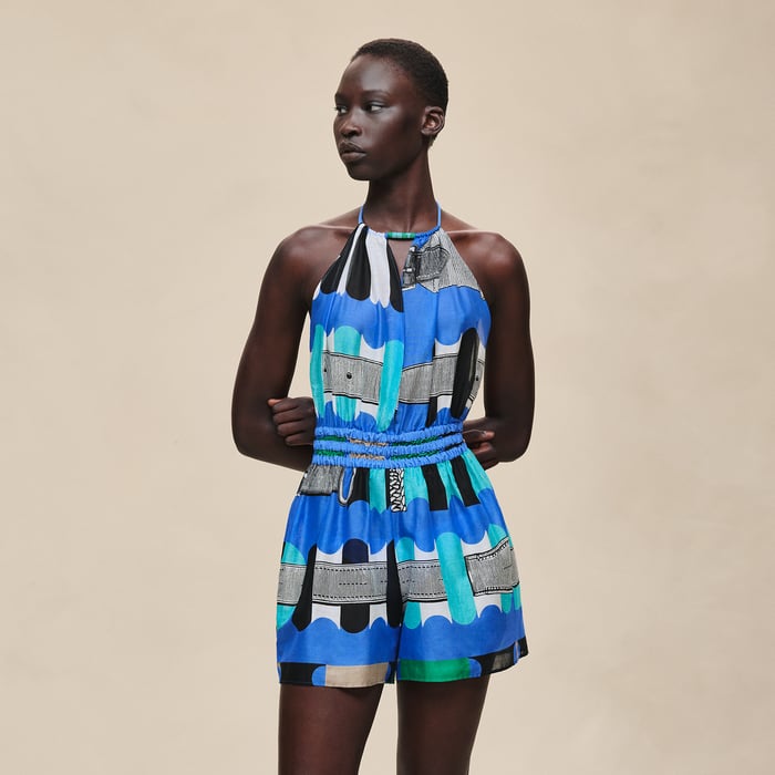 Bleu Cobalt "Bride a Bloc" Beach Combishort