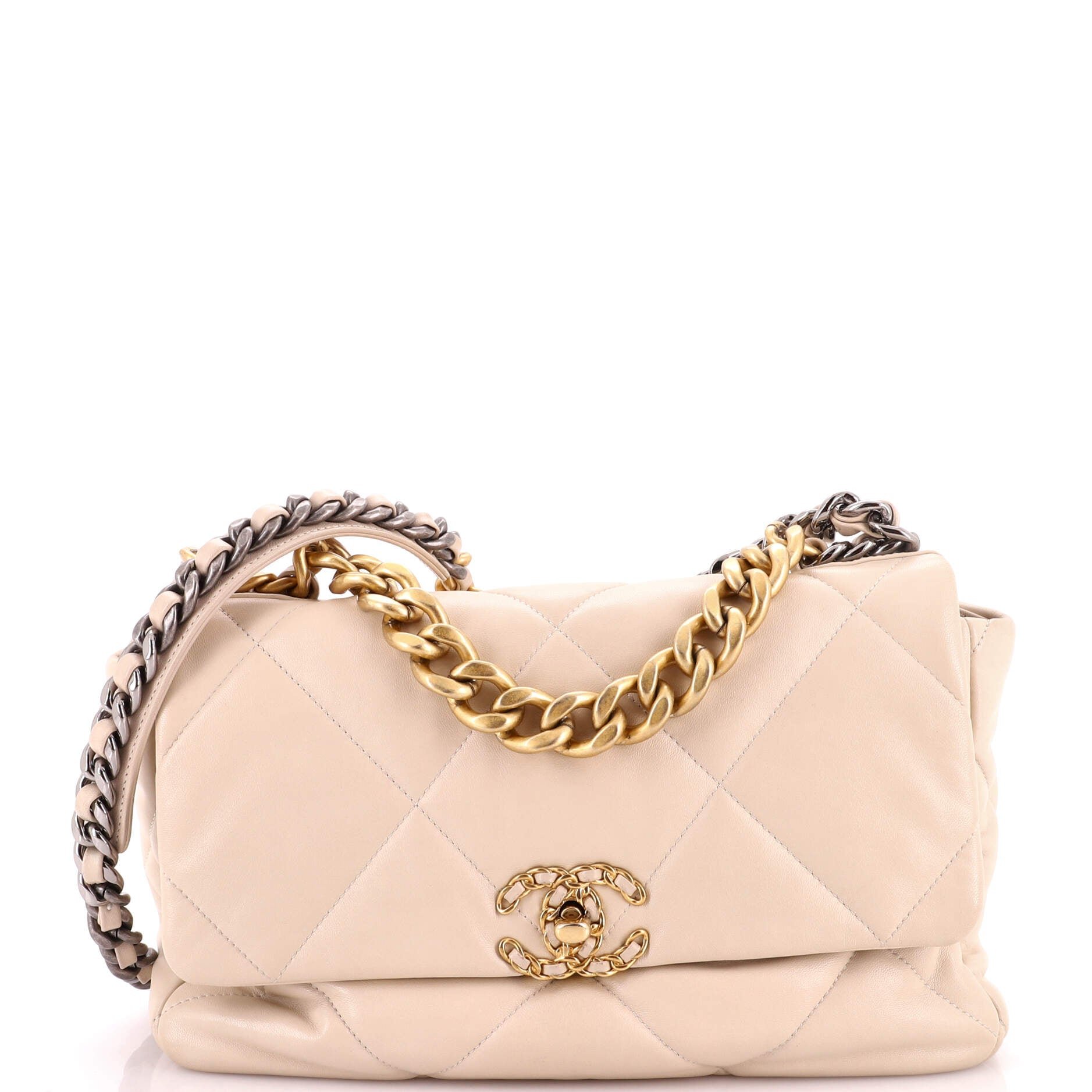 19 Flap Bag Quilted Leather Large