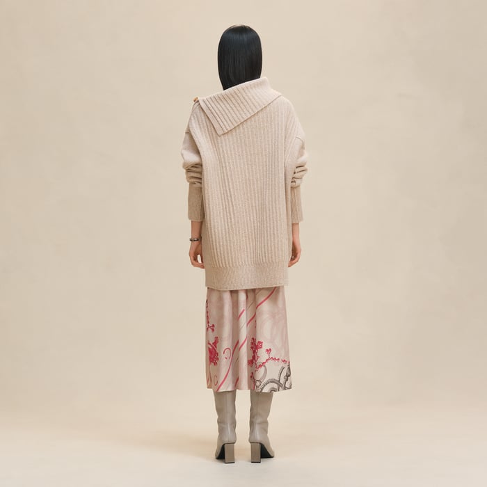 Beige Camel Long-sleeve Tunic Dress