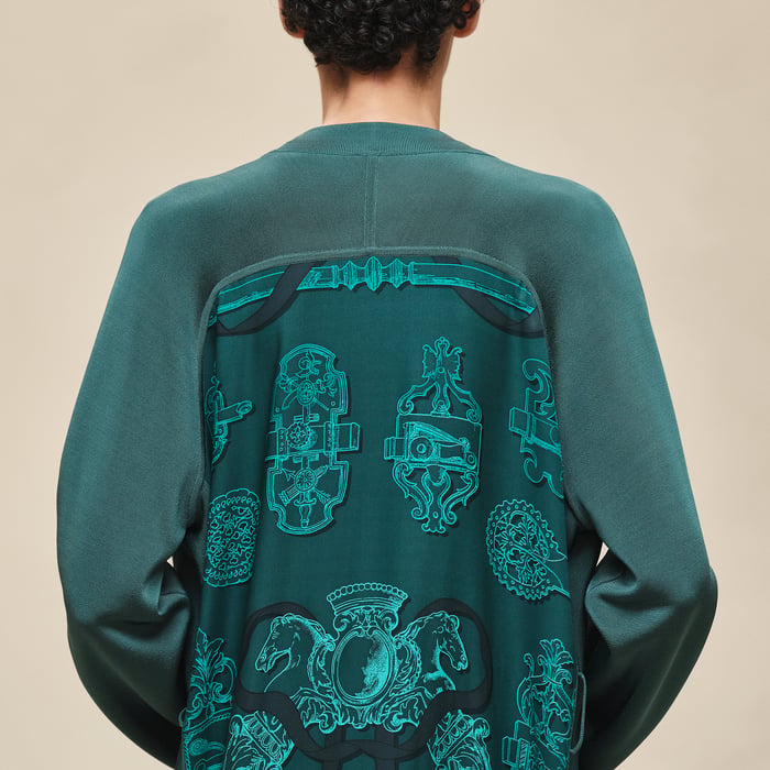 Vert Pin "Ferronnerie Remix" Long-sleeve Twillaine Cardigan