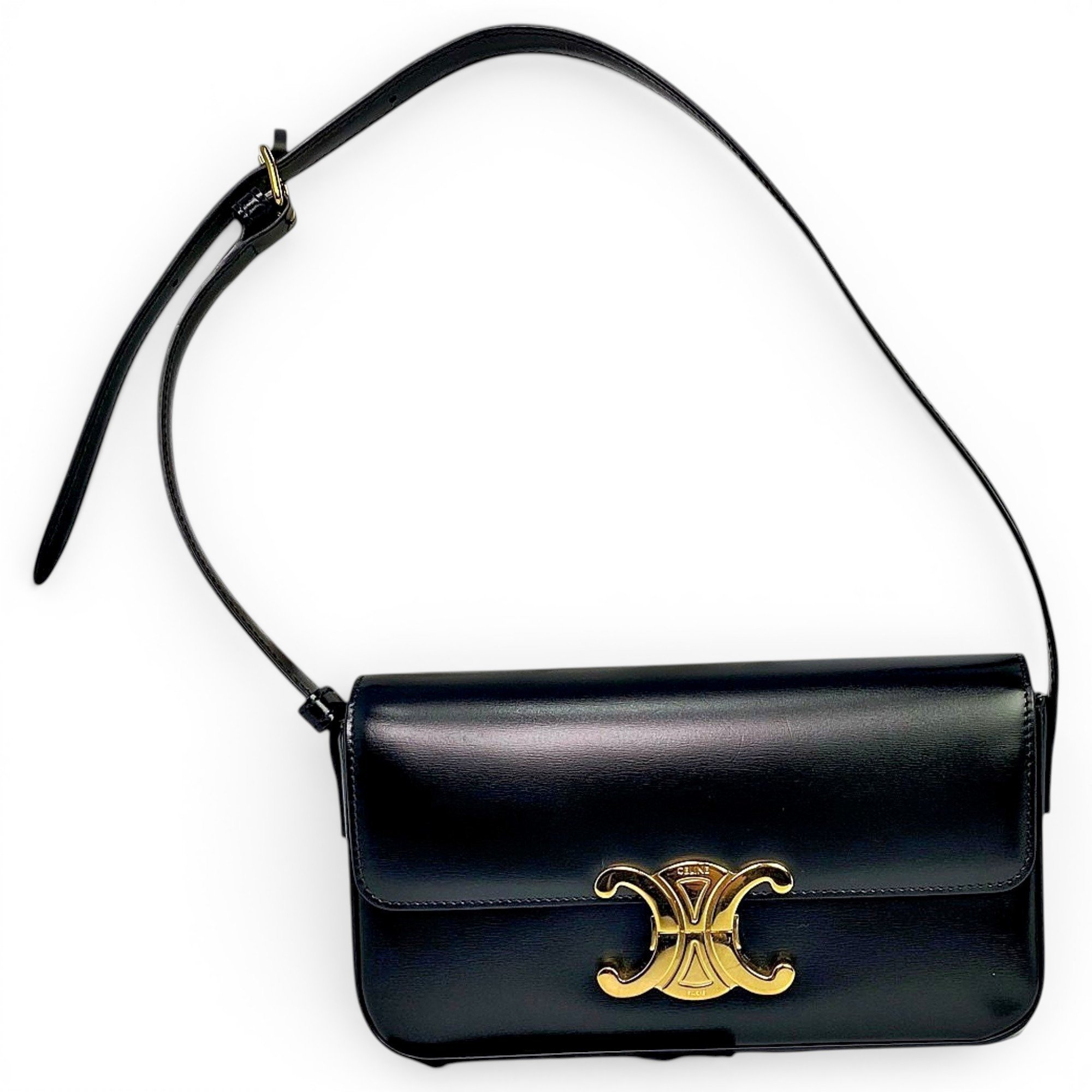 Triomphe chain leather handbag