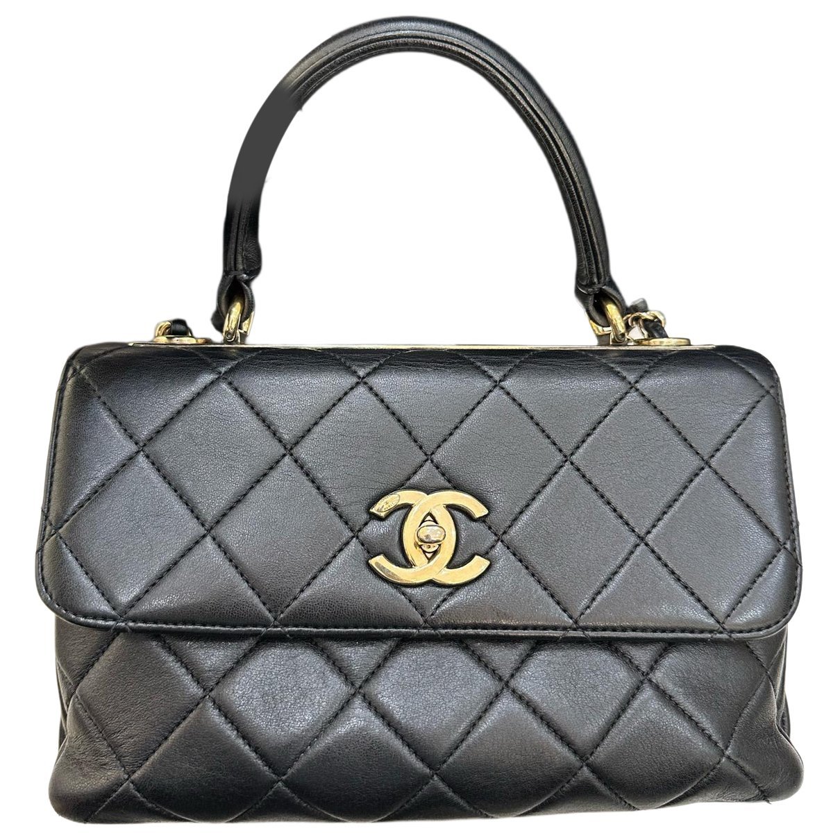Trendy CC Top Handle leather handbag