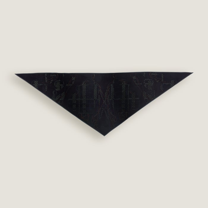 Noir Exceptional Embroidered Triangle Scarf