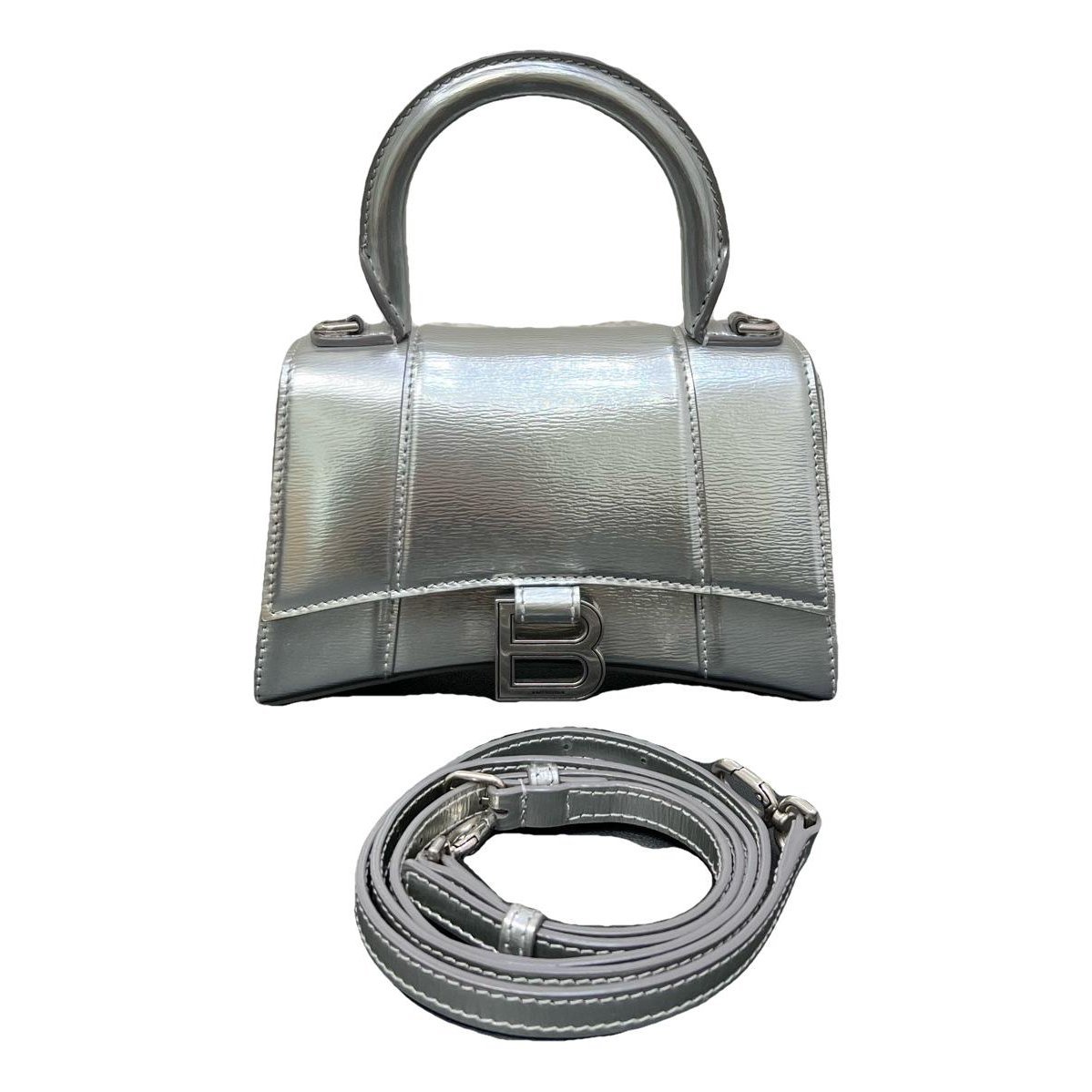 Hourglass leather handbag