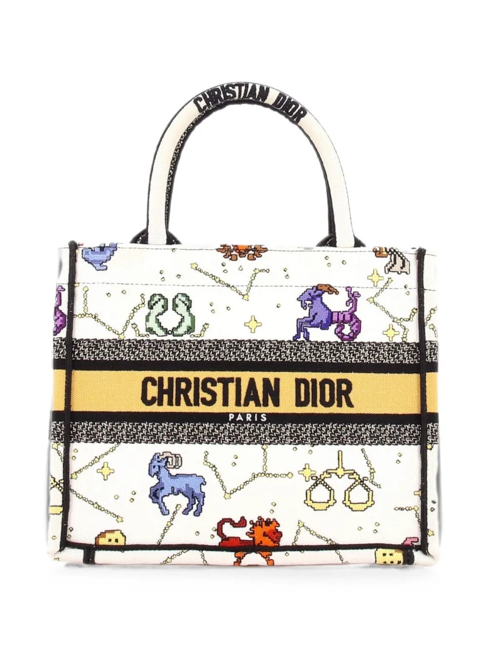 Book Zodiac Embroidered Canvas Small tote bag