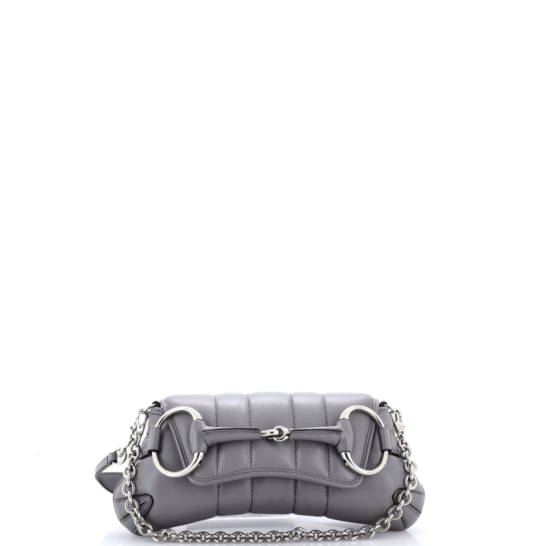 Horsebit Chain Shoulder Bag Vertical Quilted Leather Small