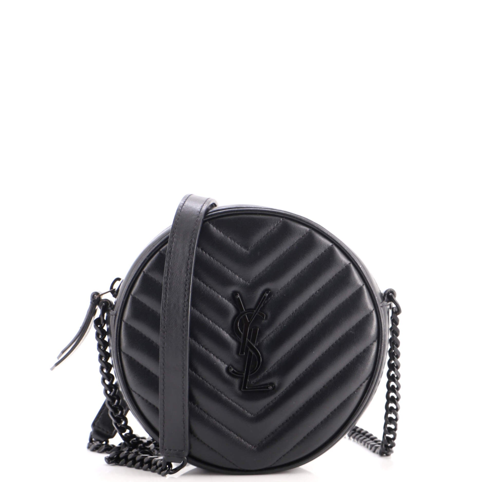 Vinyle Round Camera Bag Matelasse Chevron Leather