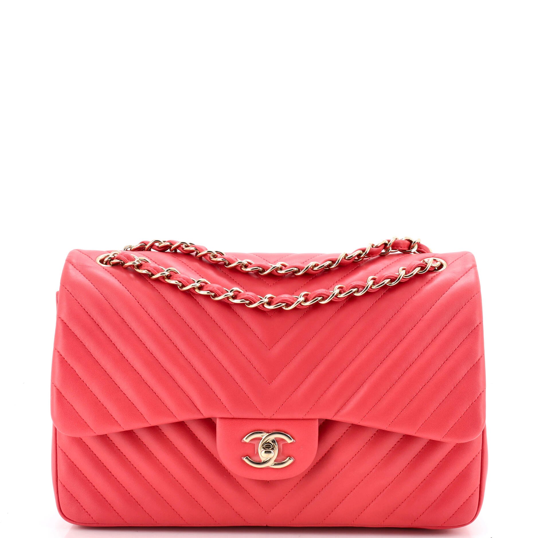 Classic Double Flap Bag Chevron Lambskin Jumbo