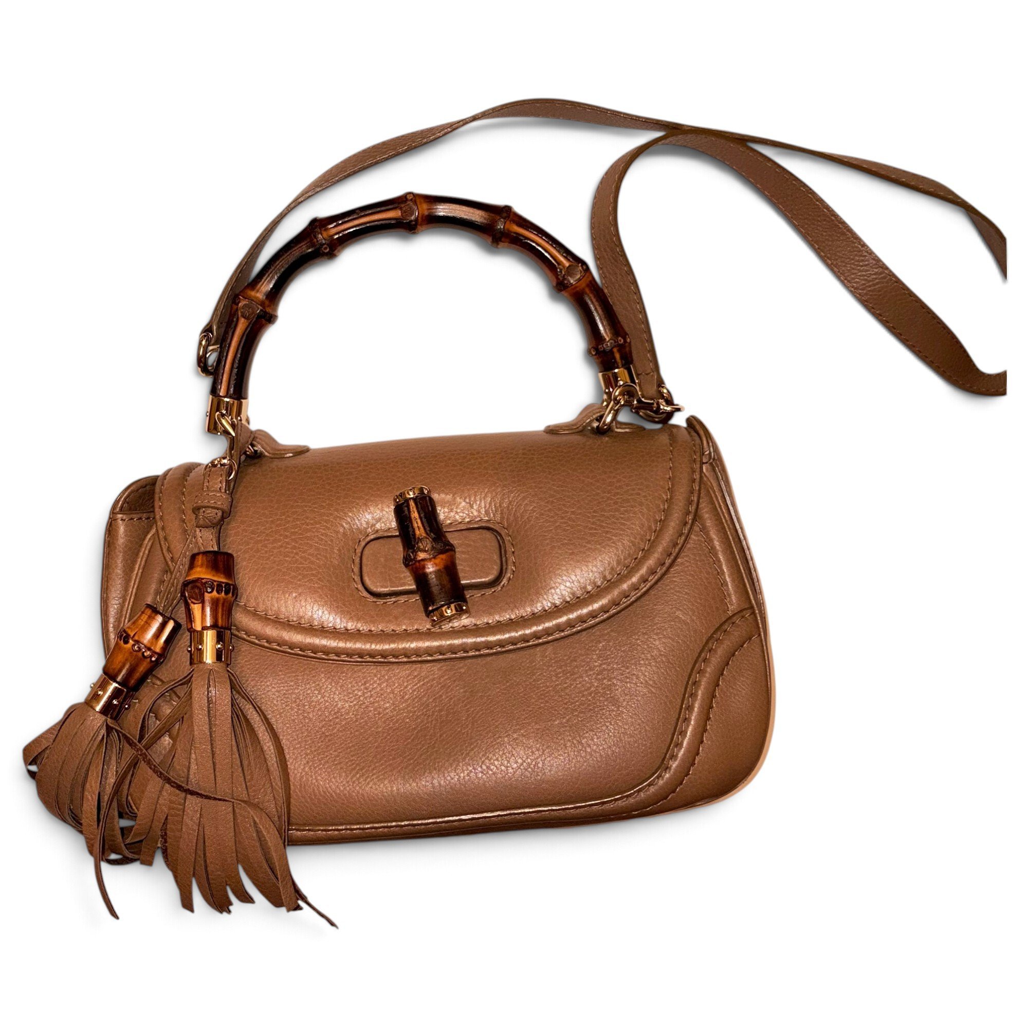Bamboo Convertible Satchel leather handbag