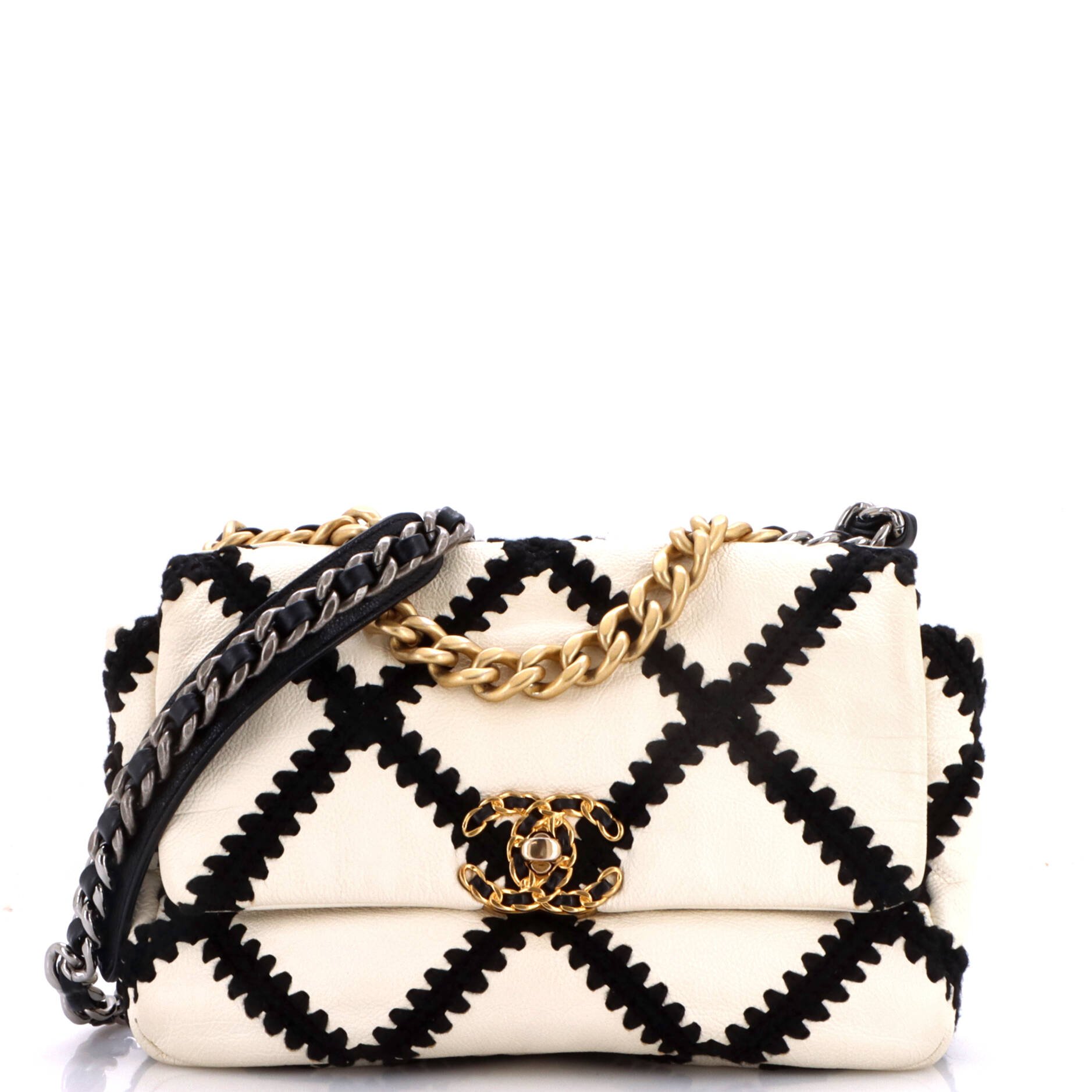 19 Flap Bag Crochet Quilted Calfskin Medium